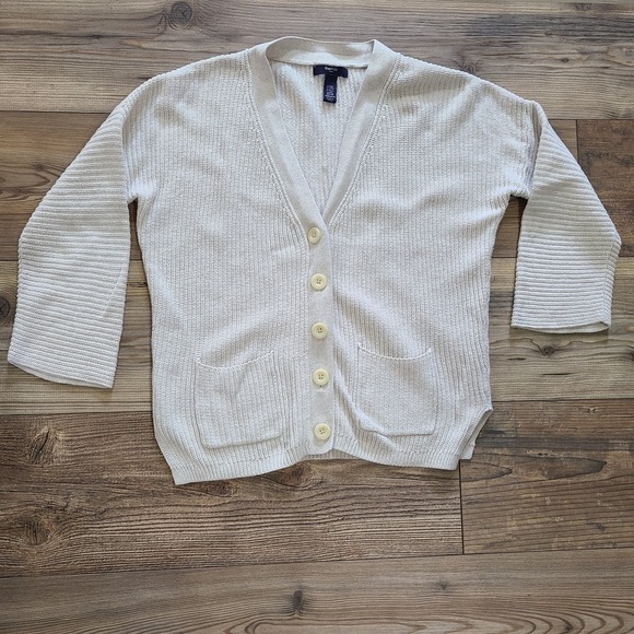 Gap Kids Youth XXL 13 YRS Button Front Cream 2 Pocket Knit Grandpa Cardigan - Picture 1 of 5